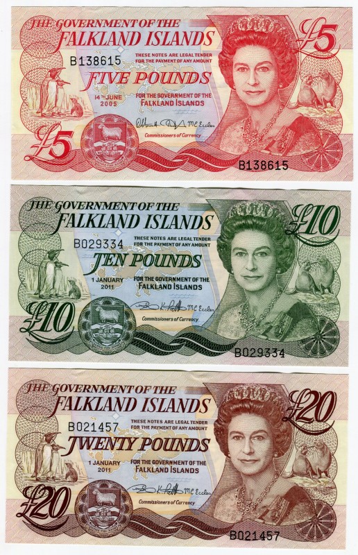 Falkland Islands 5-10-20 Pounds 2005-2011
UNC