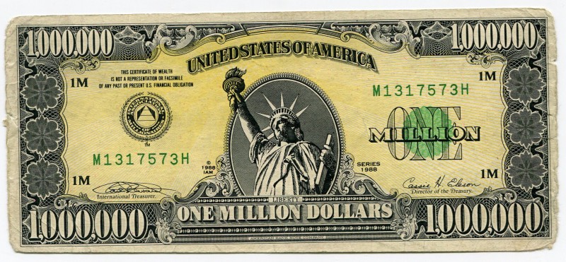 United States 1000000 Dollars 1988 ABNC Printed
VF