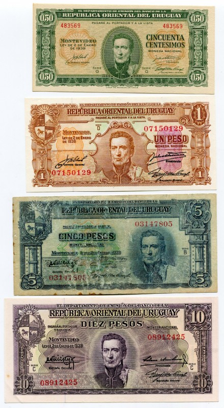 Uruguay 0,50-1-5-10 Pesos 1939 5 Pesos VF Others UNC
VF-UNC