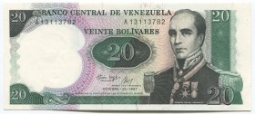Venezuela 20 Bolivares 1987 Commemorative
P# 71; № A 13113782; UNC; Prefix А; "General R. Urdaneta"