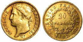GENOVA. Napoleone I, Imperatore (1805-1814) - 20 Franchi 1813 CL (Genova) Gigante, 19. Rarissima oro BB/SPL