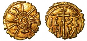MESSINA. Guglielmo I (1154-1166) - Tarì, anno 1154. Legenda cufica. R/ Croce astile tra le lettere IC XC NI KA. MIR.,32. Spahr, 82. g. 0,96 oro SPL
