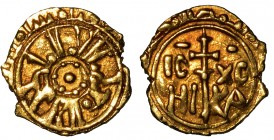 MESSINA. Guglielmo I (1154-1166) - Tarì, anno 1154. Legenda cufica. R/ Croce astile tra le lettere IC XC NI KA. MIR.,32. Spahr, 82. g. 1,13 oro BB/SPL...