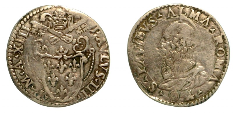 ROMA. Paolo III (1534-1549). Grosso A. XIII. Stemma sormontat da chiavi decussat...