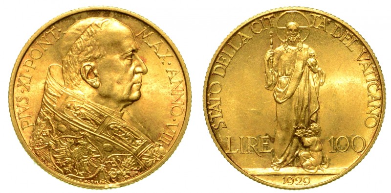 ROMA. Pio XI (1929-1938). VATICANO - 100 lire 1929/VIII. Busto a d. con zucchett...