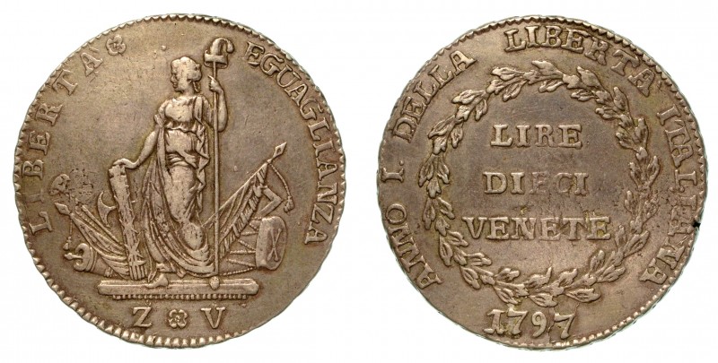 VENEZIA. Municipalità' Provvisoria 1797. Da 10 lire venete (secondo tipo). La Li...