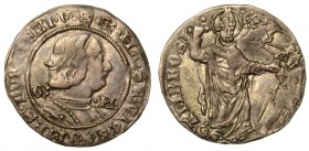 MILANO. Galeazzo Maria Sforza (1466-1476) - Grosso da 4 soldi. Busto a d. corazzato; ai lati, le lettere G3 – M. R/ Sant’Ambrogio, mitrato e nimbato, ...