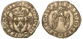 MILANO. Ludovico XII d'Orleans (1500-1512) - Grosso regale da 3 soldi. Scudo di Francia coronato; ai lati, bisce coronate. R/ Velo annodato e sormonta...