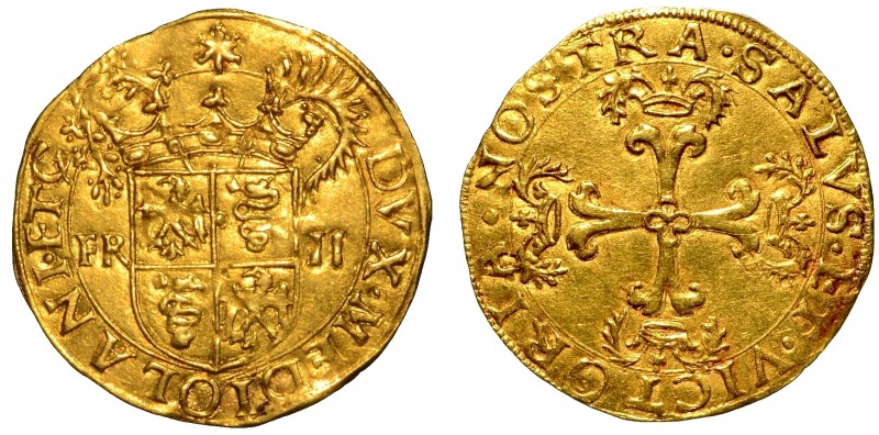 MILANO. Francesco II Sforza (1521-1535) - Scudo d’oro del sole. Stemma inquartat...