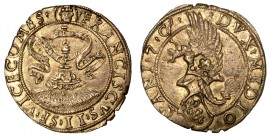MILANO. Francesco II Sforza (1521-1535) - Parpagliola. L’impresa della scopetta avvolta da nastro svolazzante, su cui vi è il motto MERITO ET TEMPORE ...