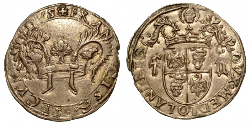 MILANO. Francesco II Sforza (1521-1535) - Da soldi 5. Corona ducale da cui escon...