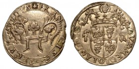 MILANO. Francesco II Sforza (1521-1535) - Da soldi 5. Corona ducale da cui escono un ramo di olivo a s. ed uno di palma a d. R/ Stemma inquartato con ...
