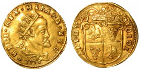 MILANO. Filippo II d'Asburgo (1554-1598) - Doppia 1578. Busto a d. paludato e corazzato, con testa radiata. R/ Stemma inquartato con l’aquila e la bis...