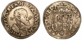 MILANO. Filippo II d'Asburgo (1554-1598) - Scudo 1582. Busto corazzato a d. R/ Stemma inquartato con l'aquila e la biscia e sormontato da corona da cu...