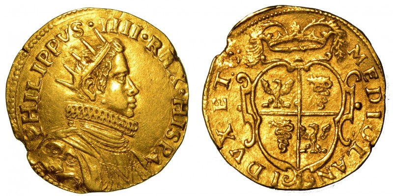 MILANO. Filippo IV d'Asburgo (1621-1665) – Doppia da due o quadrupla s.d. Busto ...