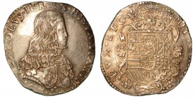 MILANO. Carlo II d'Asburgo. Secondo periodo (1675-1700) – Filippo o carlo 1676. Busto giovanile a d., a testa nuda e corazzato; sotto la spalla, 1676 ...
