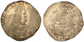 MILANO. Carlo II d'Asburgo. Secondo periodo (1675-1700) – Filippo o carlo 1694. Busto corazzato a d. R/ Stemma coronato, inquartato con le armi di Spa...