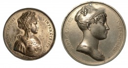 Maria Luigia d’Austria (1815-1847) - Placchetta uniface in bronzo argentato. Op. Lienard. Diam. 54 mm. q.SPL 
- Placchetta uniface in piombo. Opus And...