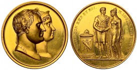 Napoleone I Imperatore (1804-1814) Medaglia in oro Matrimonio tra Napoleone I e Maria Luigia d'Austria a Parigi 1810, Parigi op. Galle & Droz, Teste a...