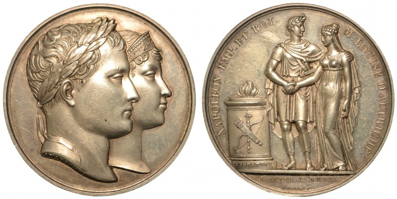 Napoleone I Imperatore (1804-1814) - Medaglia in argento. Matrimonio tra Napoleo...