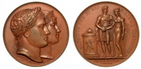 Napoleone I Imperatore (1804-1814) - Medaglia in bronzo. Matrimonio tra Napoleone I e Maria Luigia d'Austria a Parigi, 1810, Parigi op. Andrieu & Joua...