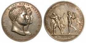 Napoleone I Imperatore (1804-1814) Medaglia in argento. Matrimonio tra Napoleone I e Maria Luigia d'Austria a Milano 1810. Op. Manfredini. Busti accol...