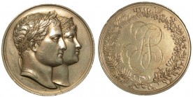 Napoleone I Imperatore (1804-1814) Medaglia in argento. Matrimonio tra Napoleone I e Maria Luigia d'Austria a Milano 1810. Op. Manfredini. Busti accol...