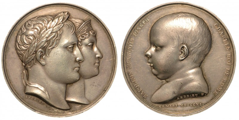 Napoleone I Imperatore (1804-1814) - Medaglia in argento. Nascita del Re di Roma...