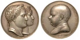 Napoleone I Imperatore (1804-1814) - Medaglia in argento. Nascita del Re di Roma, 1811, Parigi op. Andrieu. Testa laureata di Napoleone e diademata Ma...