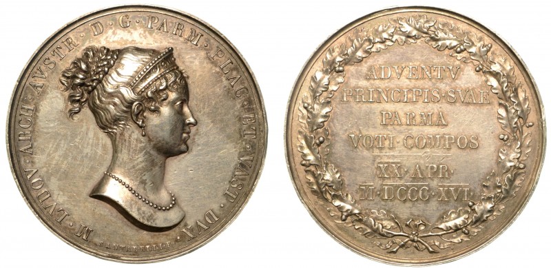 Maria Luigia d'Austria (1815-1847) Medaglia in argento. Ingresso a Parma di Mari...