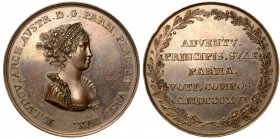 Maria Luigia d'Austria (1815-1847) Medaglia in bronzo. Ingresso di Maria Luigia d'Austria a Parma 1816, Parma op. Vighi. Busto diademato a d., nel tro...