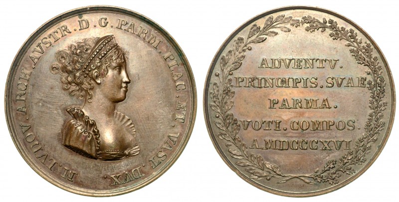 Maria Luigia d'Austria (1815-1847) Medaglia in bronzo. Ingresso di Maria Luigia ...