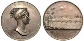 Maria Luigia d'Austria (1815-1847) Medaglia in bronzo. Maria Luigia d'Austria promuove la costruzione del Ponte sul fiume Taro 1818, Parma op. Santare...
