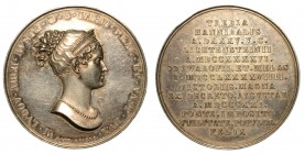 Maria Luigia d'Austria (1815-1847) Medaglia in argento. Maria Luigia d'Austria promuove la costruzione del Ponte sul fiume Trebbia, 1821, Parma op. Sa...