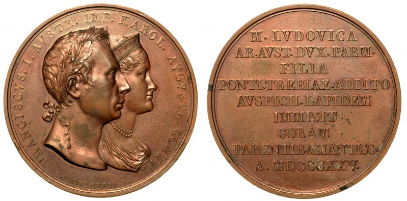 Francesco I d'Asburgo-Lorena (1768-1835) e Carolina di Baviera - Medaglia in bro...