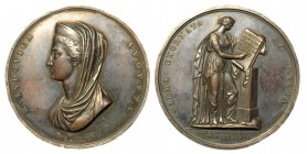 Maria Luigia d'Austria (1815-1847) Medaglia in bronzo 1836. Le Beccherie di Parma. Opus E. Galli. Nel centro busto a sinistra, con diadema e velo. R/ ...