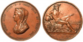 Maria Luigia d'Austria (1815-1847) Medaglia in bronzo 1841. Ponte sul torrente Tidone. Opus E. Galli/ D. Bentelli. . Nel centro busto a sinistra, con ...