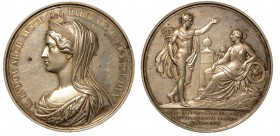 Maria Luigia d'Austria (1815-1847) Medaglia in argento 1841. Strada della Cisa. Opus C. Voigt. Nel centro busto a sinistra con diadema, velo e manto d...