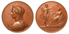 Maria Luigia d'Austria (1815-1847) Medaglia in bronzo 1841. Strada della Cisa. Opus C. Voigt. Nel centro busto a sinistra con diadema, velo e manto di...