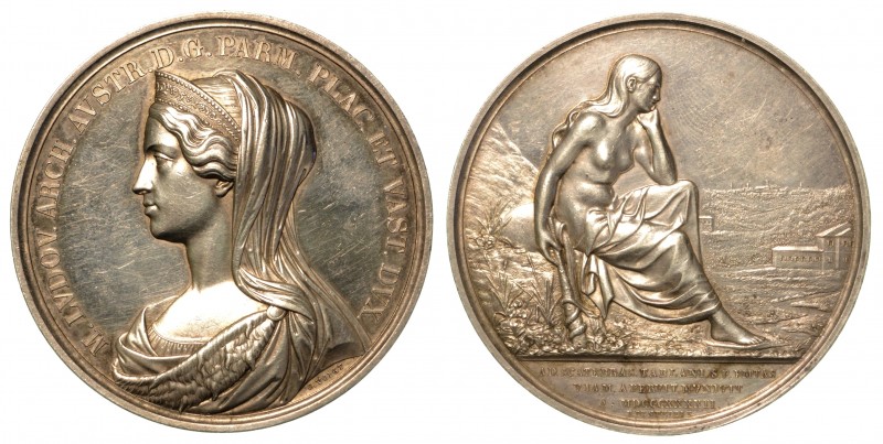 Maria Luigia d'Austria (1815-1847) Medaglia in argento 1842. Strada da Borgo S. ...