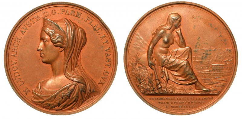 Maria Luigia d'Austria (1815-1847) Medaglia in bronzo 1842. Strada da Borgo S. D...