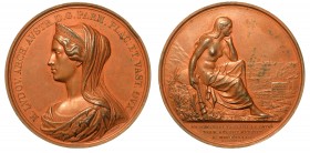 Maria Luigia d'Austria (1815-1847) Medaglia in bronzo 1842. Strada da Borgo S. Donnino ai Bagni di Tabiano. Opus C. Voigt/D. Bentelli. Nel centro bust...