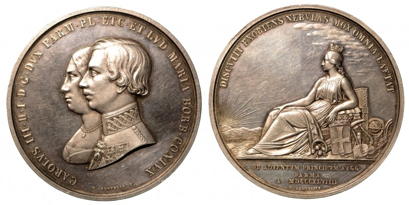 Carlo III di Borbone (1849-1854) - Medaglia in argento 1849. Ingresso a Parma di...