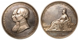 Carlo III di Borbone (1849-1854) - Medaglia in argento 1849. Ingresso a Parma di Carlo III. Opus D. Bentelli. Nel centro busti accollati Carlo III e d...