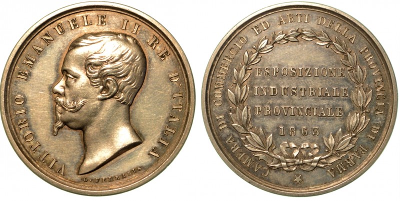 Vittorio Emanuele II Re d'Italia (1861-1878) - Medaglia in argento 1863. Op. G. ...