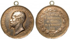 Vittorio Emanuele II Re d'Italia (1861-1878) - Medaglia in argento 1861. Parma e la provincia al re Vittorio Emanuele II. Op: Bentelli. Testa a d. R/ ...