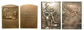 FRANCIA. Placchetta in bronzo argentato. Esposizione Universale Parigi 1900. Opus O. Roty. Un angelo rappresentante il Nuovo Secolo raccoglie la torci...