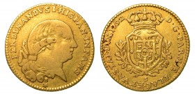 PARMA. Ferdinando I di Borbone (1765-1802). Mezza doppia 1792. Testa di Ferdinando a destra. - R/. Stemma coronato e circondato da rami di alloro lega...