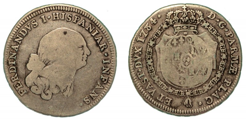 PARMA. Ferdinando I di Borbone (1765-1802). Mezzo ducato 1784. Testa nuda a d.; ...