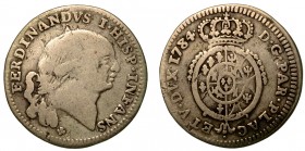 PARMA. Ferdinando I di Borbone (1765-1802). Quattordicesimo di ducato 1784. Testa nuda a d.; sotto, rosetta. R/ Stemma ovale coronato. CNI 31/36; MIR ...